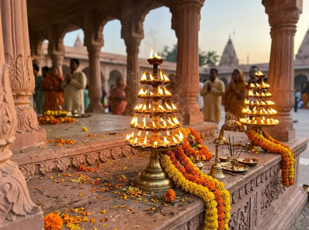 RAM MANDIR AARTI TIMINGS (OFFICIAL): MANGAL, SHRINGAR, SHAYAN — FRONT VIEW / HERO — hero image, 16:9, first-hand photo preferred; if sourced, credit visibly