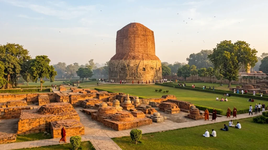SARNATH: THE HALF-DAY GUIDE TO VARANASI'S BUDDHIST SITE — FRONT VIEW / HERO — hero image, 16:9, first-hand photo preferred; if sourced, credit visibly