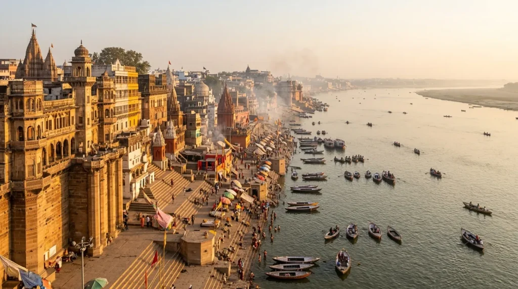 THE GHATS OF VARANASI: CLUSTERS, COUNTS AND ETIQUETTE — FRONT VIEW / HERO — hero image, 16:9, first-hand photo preferred; if sourced, credit visibly