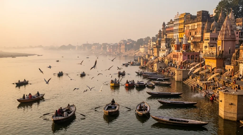 THE VARANASI BOAT RIDE: SUNRISE, FARES AND HOW TO BOOK ONE — FRONT VIEW / HERO — hero image, 16:9, first-hand photo preferred; if sourced, credit visibly