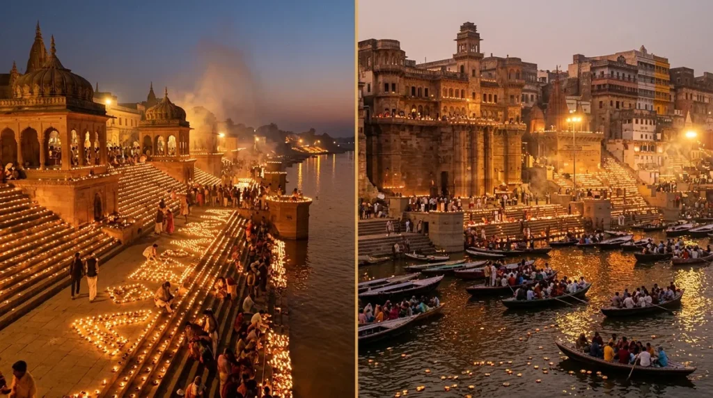 DEEPOTSAV VS DEV DEEPAWALI: THE TWO FESTIVALS OF LIGHTS, COMPARED — FRONT VIEW / HERO — hero image, 16:9, first-hand photo preferred; if sourced, credit visibly